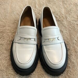 Maje Women's White Leather Platform Loafers size 41